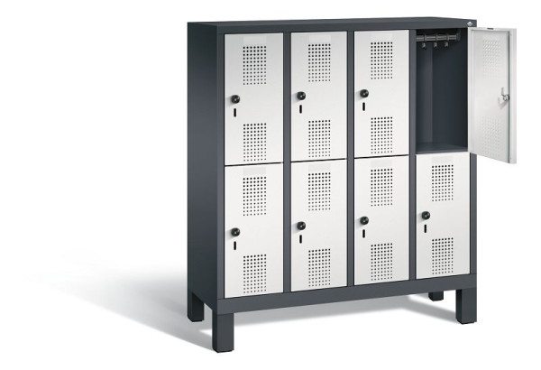 C+P Kindergarten-Spind doppelstöckig Evolo, H1350xB1190xT300mm, Farbe: Schwarzgrau / Lichtgrau, 483103-40 S10030