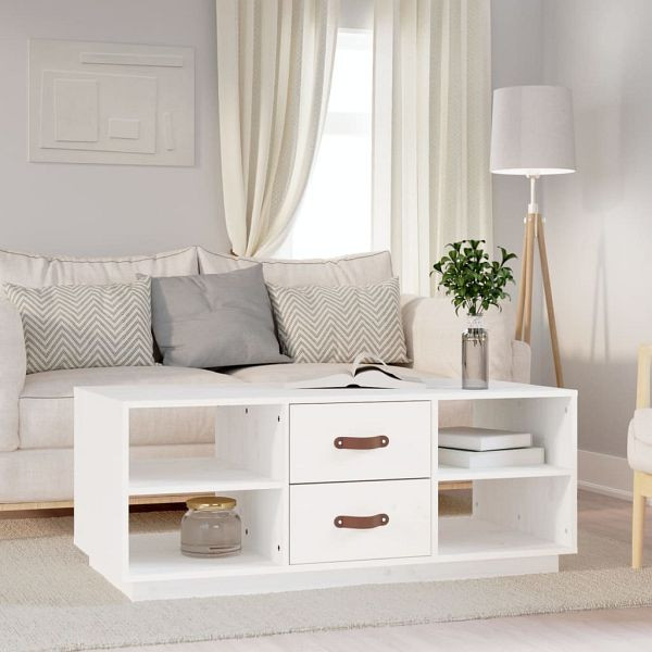 vidaXL Couchtisch Weiß 100x50x41 cm Massivholz Kiefer, 818271