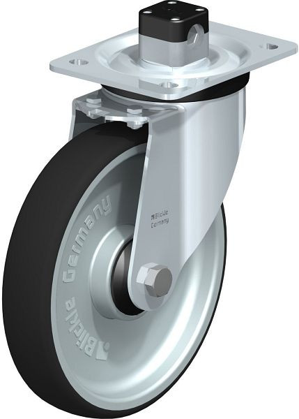 Blickle L-PATH 200K-CS11-ELS Stahlblech-Lenkrolle, mittelschwere Ausführung, mit Anschraubplatte & Zentralfeststeller, Grau, 852222