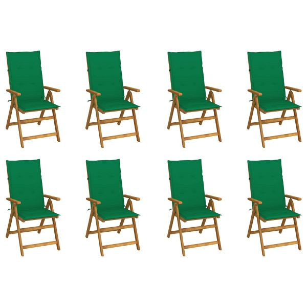 vidaXL Klappbare Gartenstühle mit Kissen 8 Stück Massivholz Akazie, 3075059