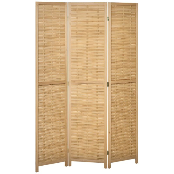 HOMCOM Raumteiler Klappbare Trennwand Sichtschutz, Bambus, 3-teilig, 120 cm x 170 cm x 1,8 cm, 830-716V00ND