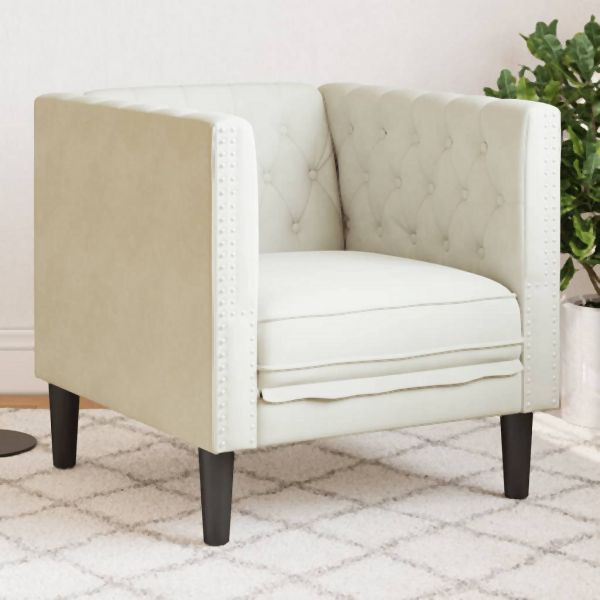vidaXL Chesterfield-Sessel Creme Samt, 372680, 8721012400665