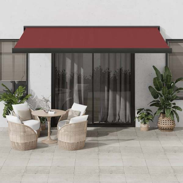 vidaXL Markise Manuell Weinrot 450x300 cm, Polyester, 3215321