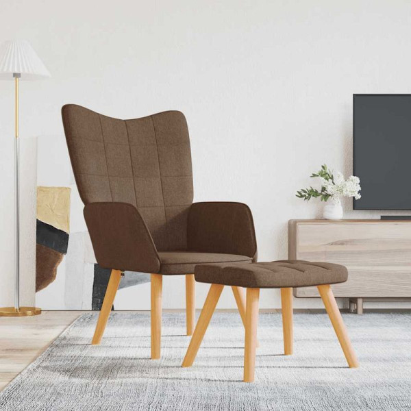 vidaXL Relaxsessel mit Hocker Braun Stoff, 327933, 8720286423042