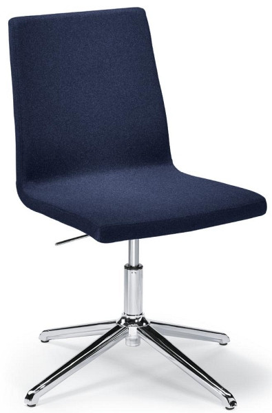 Deskin Konferenzstuhl TURN mit Gleitern, Fußkreuz Aluminium poliert Bezug Stoff Filz L, Farbe blau, ohne Armlehnen, 278957