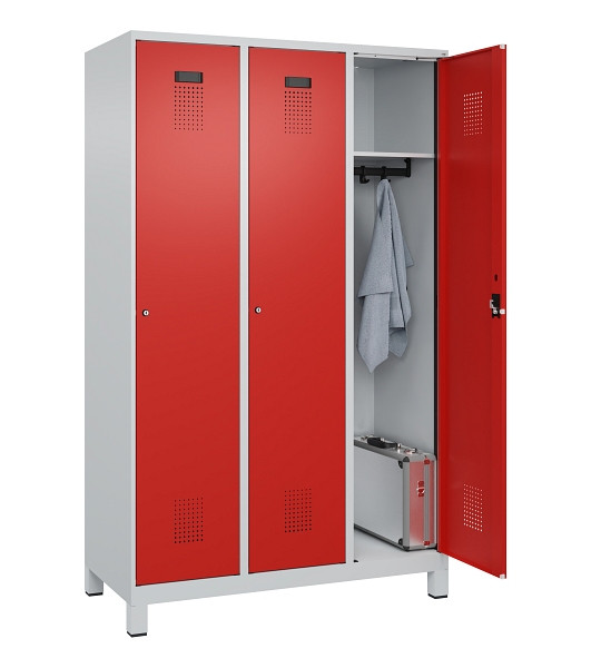 C+P Spind Evolo PLUS, mit Füßen, 3 Abteile, 1950x1200x500mm, 7035/3020, Verschluss Zylinderschloss, Ablageböden 3, 049010-32 S10032