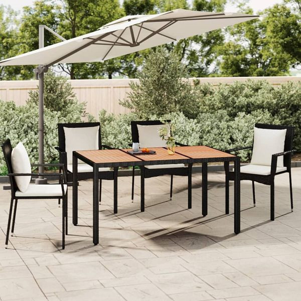 vidaXL Gartentisch mit Holzplatte Schwarz Poly Rattan & Akazienholz, 319551