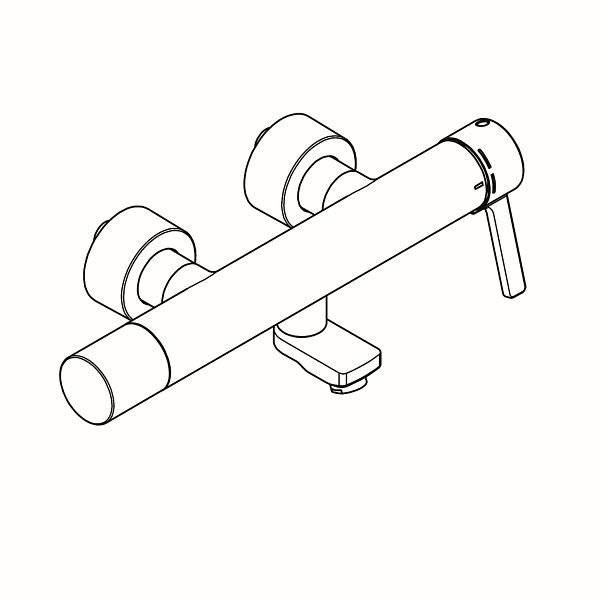 KWC Einhebel-Thermostat, F5, Wandbatterie, thermostatisch gesteuerte Mischkartusche, Messing poliert verchromt, Ausladung 135 mm, 6 V Batterie, 3600003809
