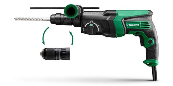 HiKOKI Bohr- & Meißelhammer (SDS-plus), SDS-plus 26mm, 830W, 2, 9 Joule, 3, 0kg, DH26PMC (Transportkoffer), DH26PMCWSZ