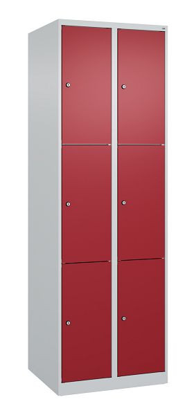 C+P Schließfachschrank Classic PLUS, 2 Abteile mit je 3 Fächern, 1850x600x500mm, 7035/3003, 080000-203 S10001