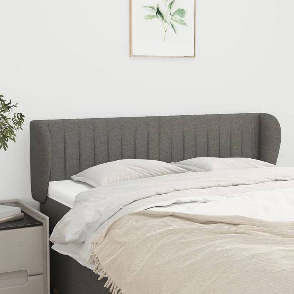 vidaXL Kopfteil mit Ohren Dunkelgrau 147x23x78/88 cm Stoff, 3117381