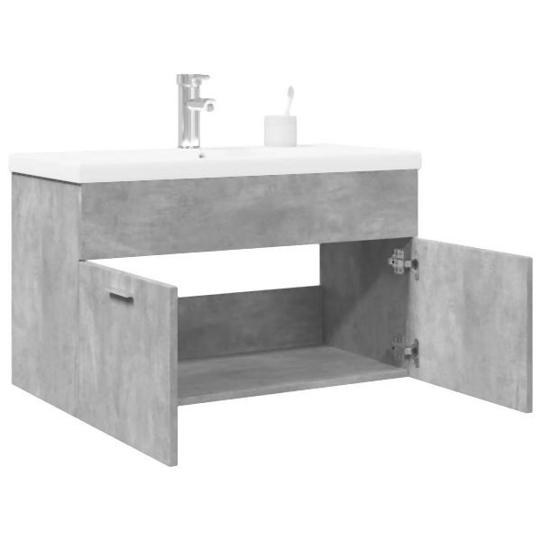 vidaXL Waschbeckenunterschrank mit Einbaubecken Betongrau, 3324859