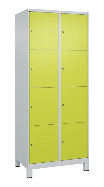 C+P Schließfachschrank Classic PLUS, Füße, 2 Abteile mit je 4 Fächern, 1950x800x500mm, 7035/0024, 080010-224 S10010