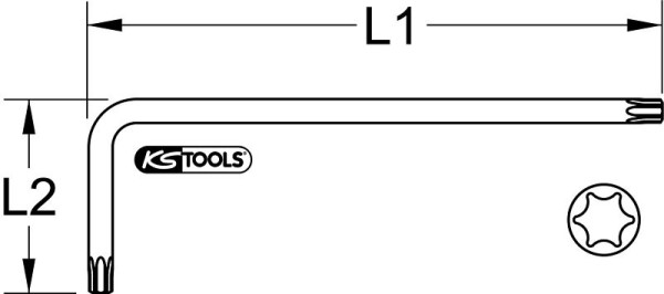 KS Tools Kugelkopf-Torx-Winkelstiftschlüssel, XL, T80, Magenta Rot, 151.4283