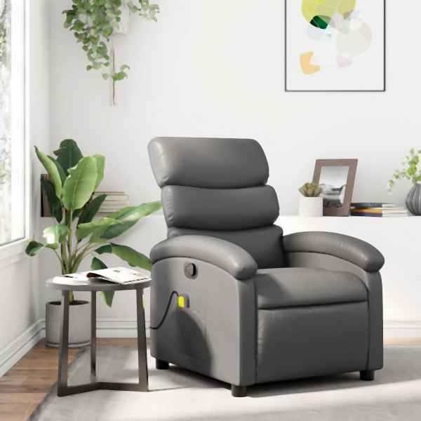 vidaXL Massagesessel Grau Kunstleder, Füllung: Schaumstoff, 371723