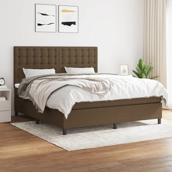 vidaXL Boxspringbett mit Matratze Dunkelbraun 160x200 cm Stoff, 3142108