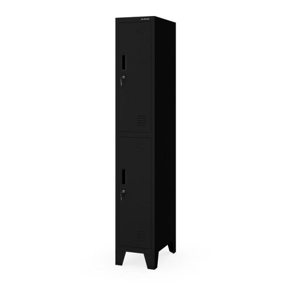 Jan Nowak Mitarbeiter-Garderobenschrank BARTEK 1 Plus 292 x 1720 x 450 mm, Schwarz, 2113