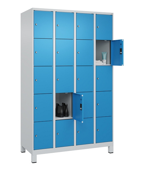 C+P Schließfachschrank Evolo PLUS, mit Füßen, 20 Fächer, 1950x1200x500mm, 7035/5012 Lichtblau, 049010-405 S10007