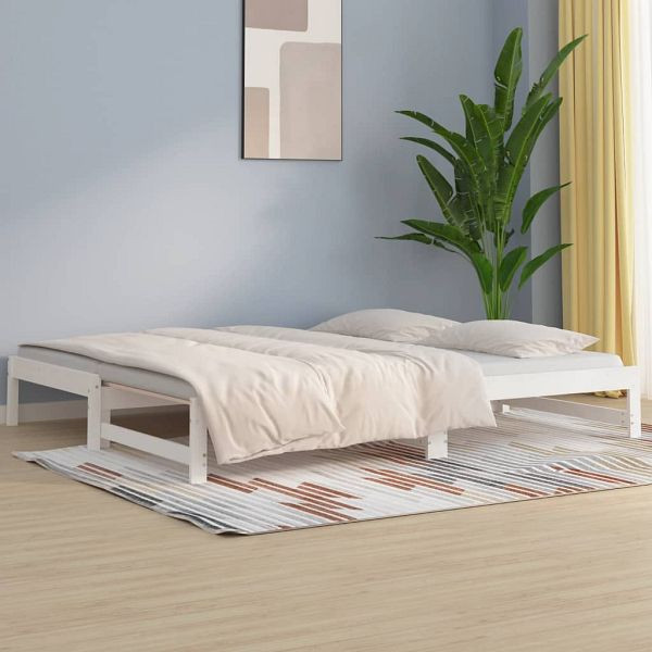 vidaXL Tagesbett Ausziehbar Weiß 2x(90x200) cm Massivholz Kiefer, 820428