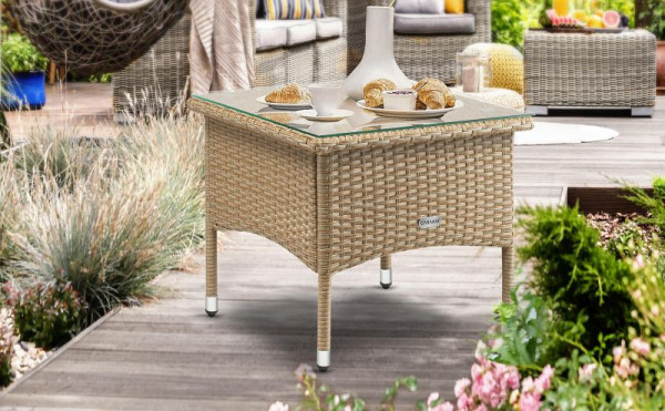 casaria Polyrattan Beistelltisch Grau-Beige 50x50x45cm, 108636