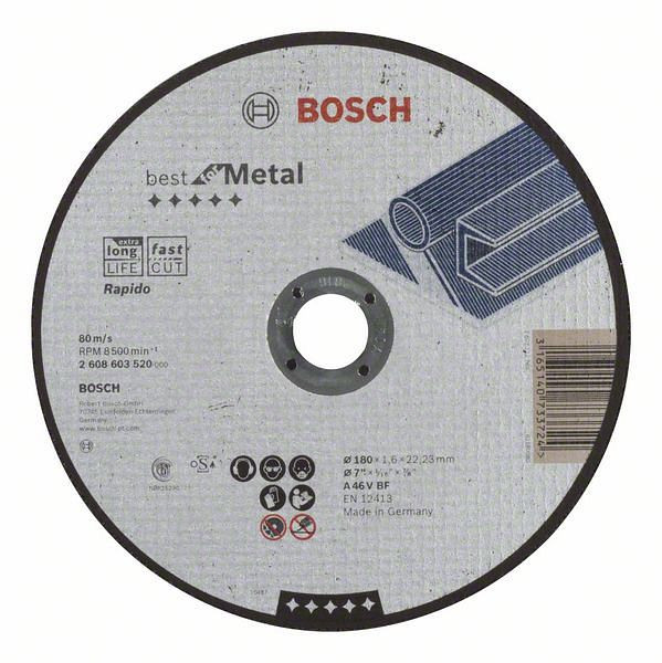 Bosch Trennscheibe gerade Best for Metal - Rapido A 46 V BF, 180 mm, 1,6 mm, VE: 25 Stück, 2608603520