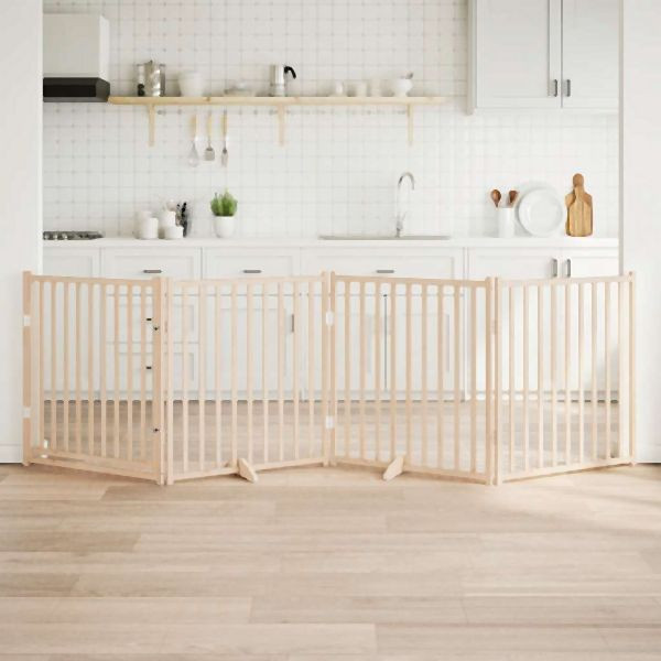 vidaXL 4-tlg. Hundetor mit Tür Faltbar 320 cm Massivholz Tanne, 352275