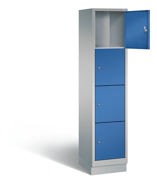 C+P Schließfachschrank Evolo, H1800xB420xT500mm, Farbe: Weißaluminium / Enzianblau, 48020-124 S10091