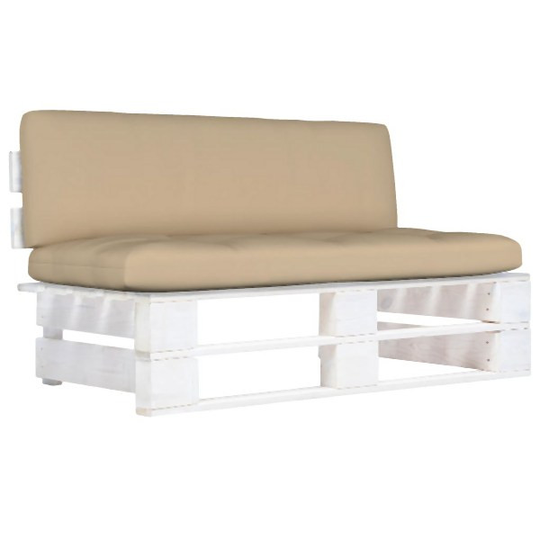 vidaXL Outdoor-Mittelsofa Paletten Kiefernholz Imprägniert Weiß, 3066496