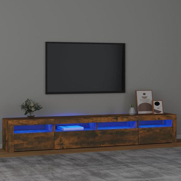vidaXL TV-Schrank mit LED-Leuchten Räuchereiche 240x35x40 cm, 3152727