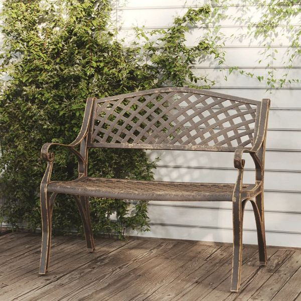 vidaXL Gartenbank 102 cm Aluminiumguss Bronzen, Material: Aluminiumguss, Gusseisen, 317747