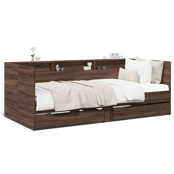 vidaXL Tagesbett Schubladen Braun Eiche-Optik 100x200 cm Holzwerkstoff, 3280845