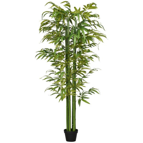 HOMCOM Künstliche Pflanze, 180 cm Kunstpflanze, Künstlicher Bambusbaum, Grün, 830-682V00GN