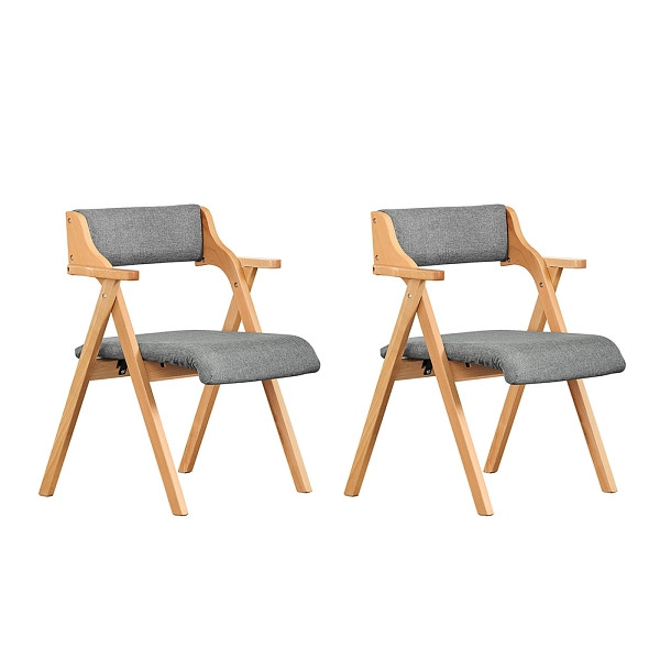 SoBuy 2 Klappstühle in Grau, Faltstuhl mit X-Gestell, Besucherstuhl aus Buchenholz, 62×56×78 cm, Tragkraft 120 kg, VE: 2 Stück, FST98-HGX2