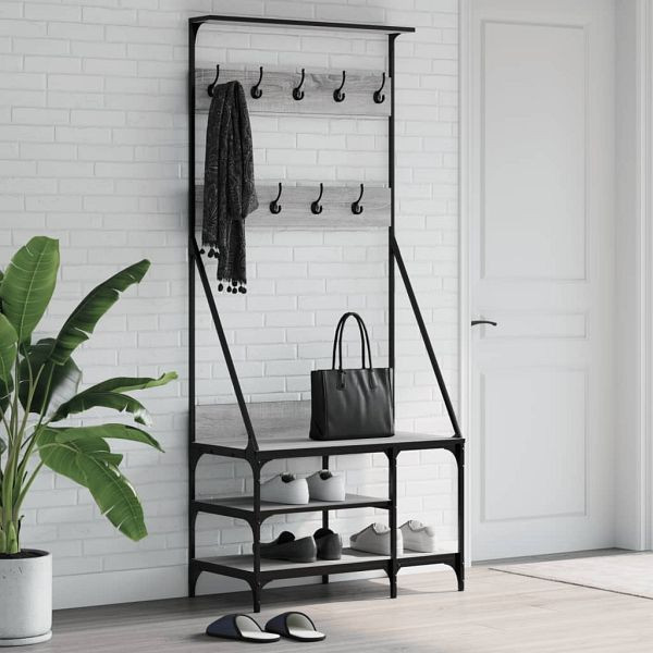 vidaXL Kleiderständer mit Schuhablage Grau Sonoma 80x40x184 cm, 837865