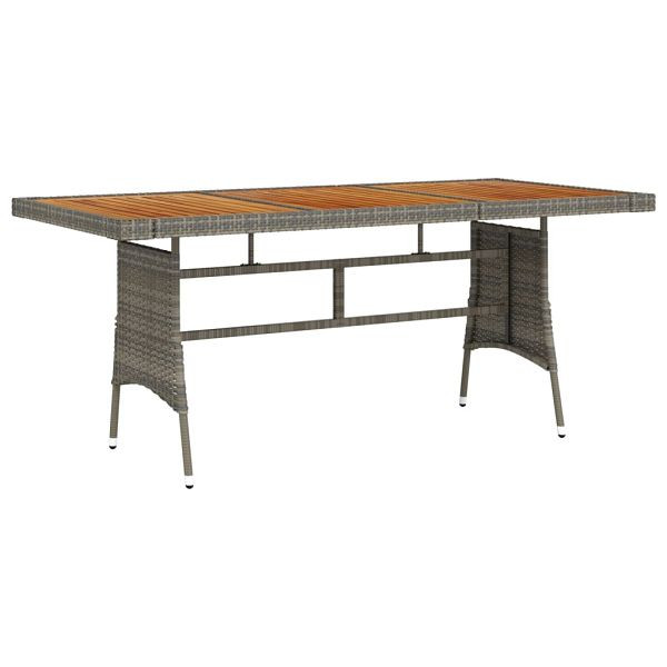 vidaXL Gartentisch Grau 160x70x72 cm Poly Rattan & Massivholz Akazie, 318697