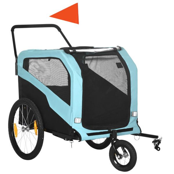 PawHut 2-in-1 Hundeanhänger Fahrradanhänger für Hunde Hundewagen mit Reflektoren, D00-168V00LB