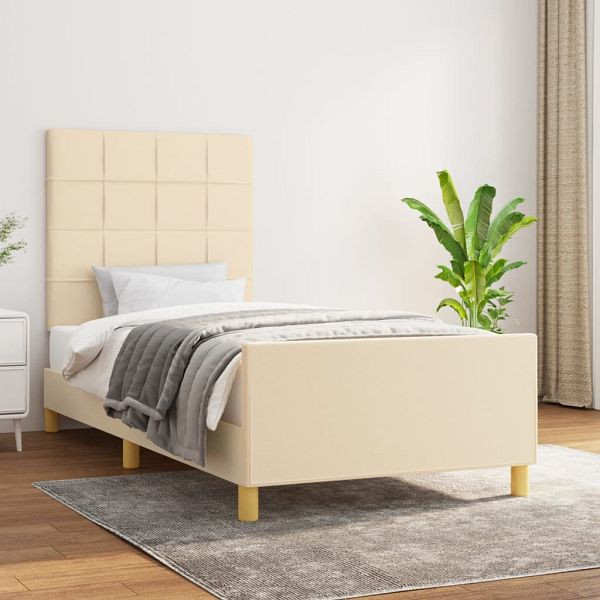 vidaXL Bettgestell mit Kopfteil Creme 80x200 cm Stoff, 3125014