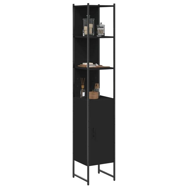 vidaXL Badschrank Schwarz 33x33x185,5 cm Holzwerkstoff, 842471