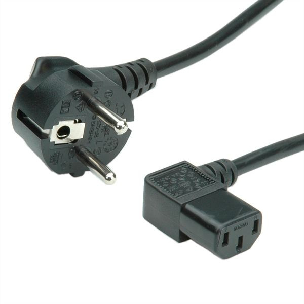 VALUE Netzkabel, abgewinkelte IEC-Buchse, schwarz, 1,8 m, 19.99.1118