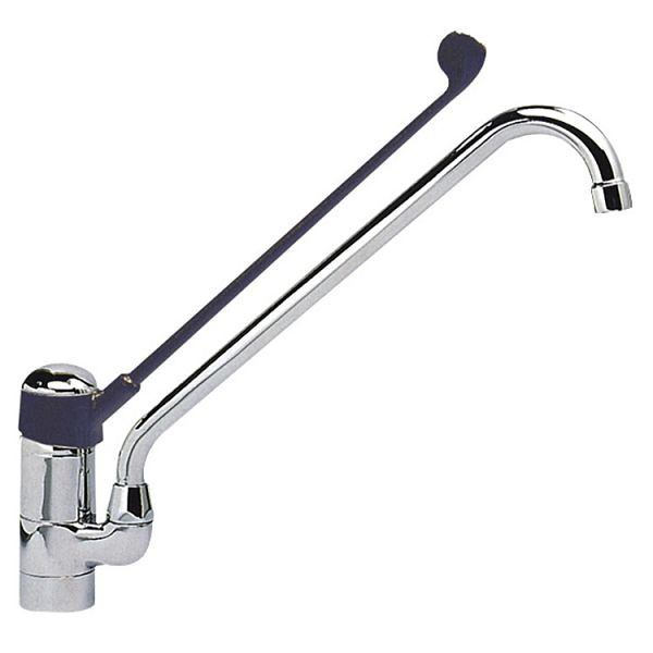 Gastro-Inox "High Performance" Monoblockmischer mit Kunststoff Ellbogenkontrolle, 200 mm, Ein-Loch-Mischbatterie mit Schwenkarm, 402.415