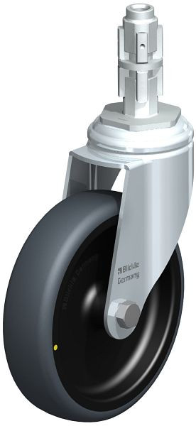 Blickle LKRA-TPA 126G-11-ELS-E13 Apparate-Lenkrolle mit Rückenloch, Thermoplastisches Gummi-Elastomer, Grau, 750716