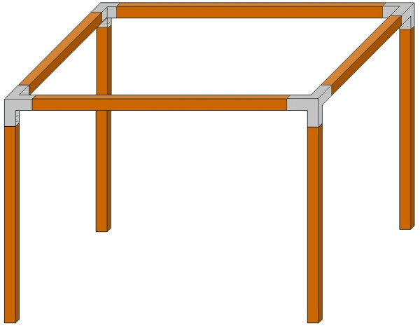 T&J QUATTRO-Pergola 6 300x300x240cm, Pfosten 9x9 cm, inkl. Metall-Steckverbinder, ohne Schrauben, DIY-Bausatz, 19616