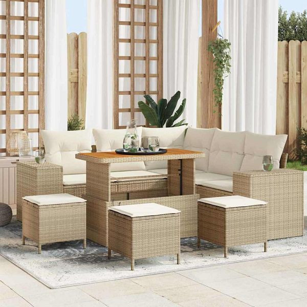 vidaXL Garten-Sofa-Set 9-teilig Beige und Creme 110 x 55 x 71 cm, 3363961
