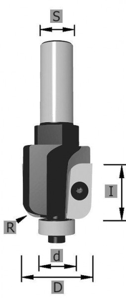 Edessö Wendeplatten-Hohlkehlfräser, Kugellager Z: 2 S: 8, A: 32, B: 24, R: 8, C: 8, 131700808
