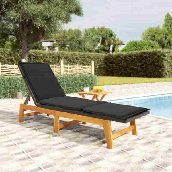 vidaXL Sonnenliege mit Tisch Poly Rattan und Massivholz Akazie, 319724