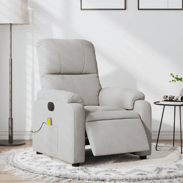 vidaXL Massagesessel Elektrisch Hellgrau Mikrofasergewebe, 3204923