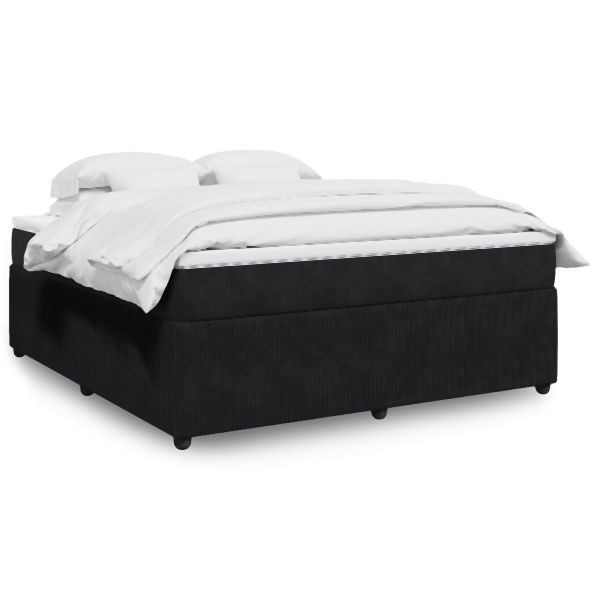 vidaXL Boxspringbett mit Matratze Schwarz 180x200 cm Samt, 3285658