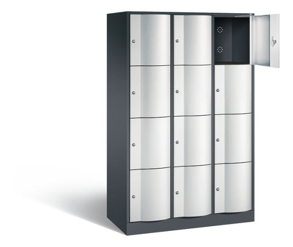 C+P Schließfachschrank Resisto, H1950xB1148xT540mm, Farbe: Schwarzgrau / Lichtgrau, 8470-372 S10204