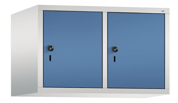 C+P Aufsatz-Garderobenschrank Evolo, 2 Abteile, H500xB810xT500 mm, Lichtgrau/Fernblau, 48090-22 S10047