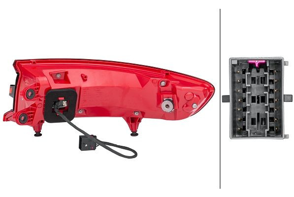 HELLA Heckleuchte, LED, äusserer Teil, für u.a. Porsche Macan (95B), ECE/CCC, für Rechtsverkehr/für Linksverkehr, links, 2SD 011 499-111